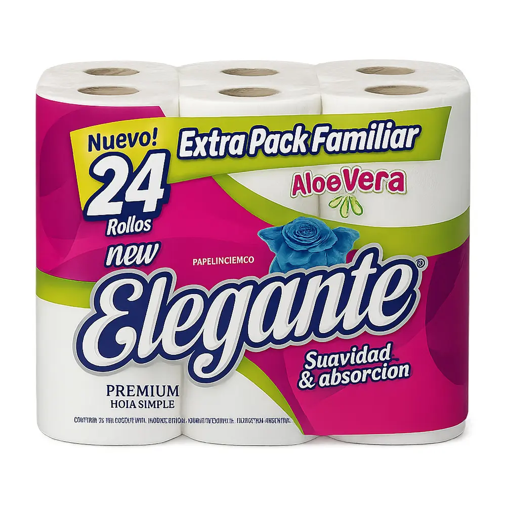Papel Higienico 24X30Mts - S.Hoja - Aloe Vera - Elegante