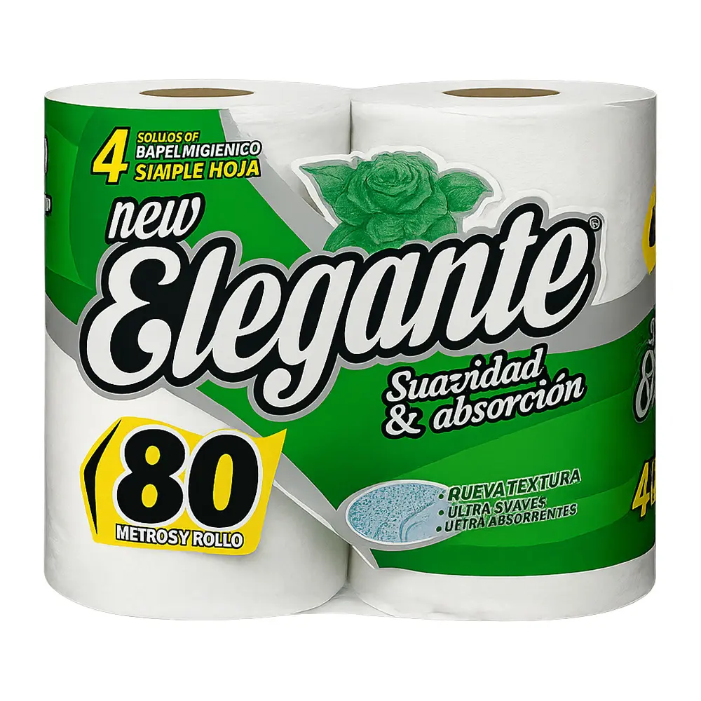 Papel Higienico 4X80Mts - S.Hoja - Verde - Elegante