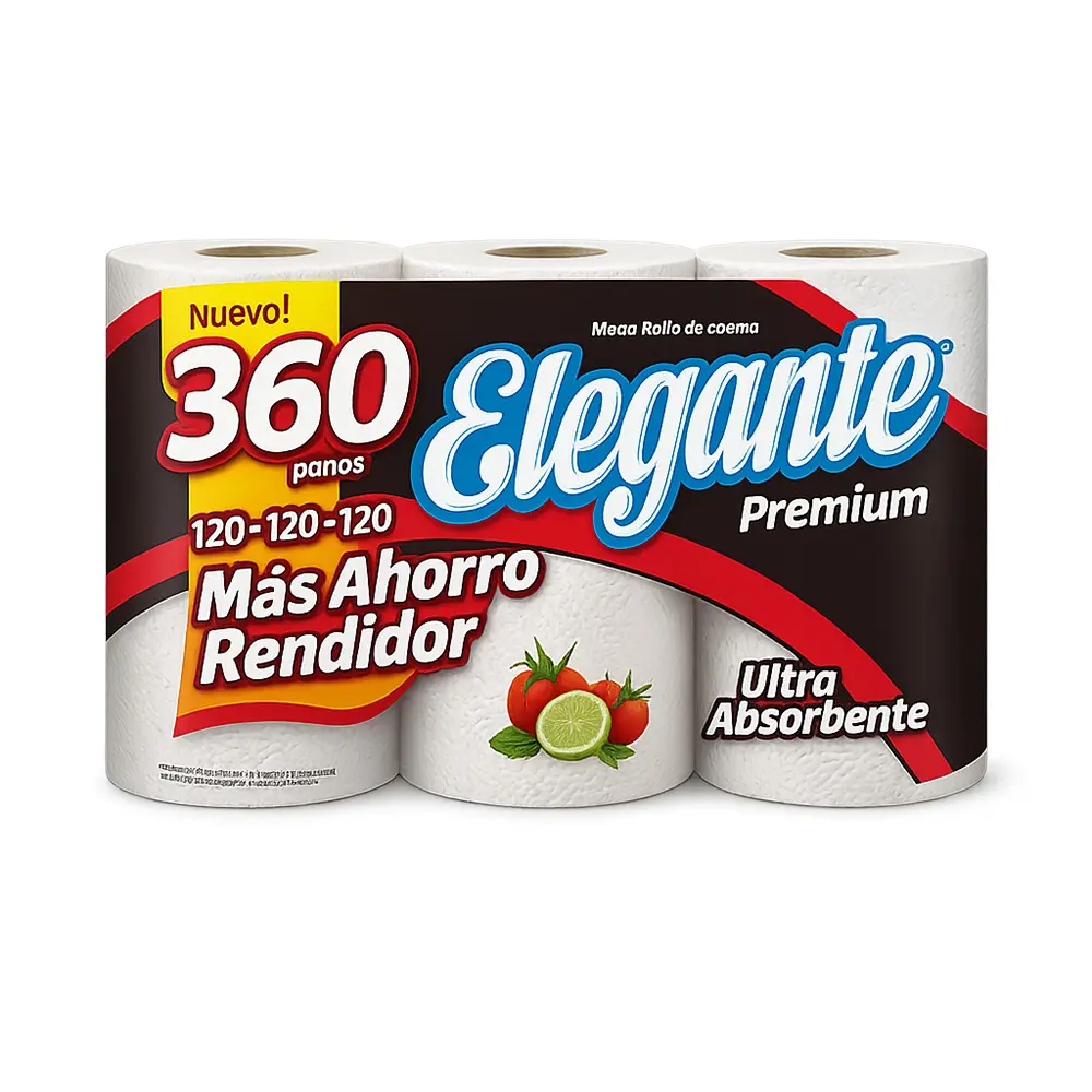 Rollo de Cocina 3X120 Doble Hoja - 360 Paños - Elegante