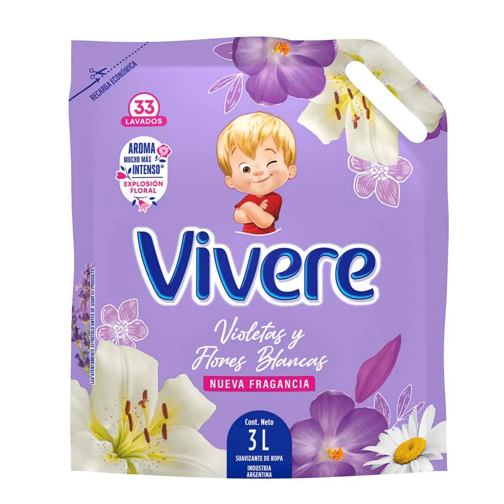 Suavizante Vivere 3Lts Violetas Y Flores Blancas