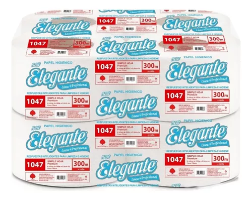 Papel Higienico Bobina- Cono Grande- 8 x 300 mts. - Elegante