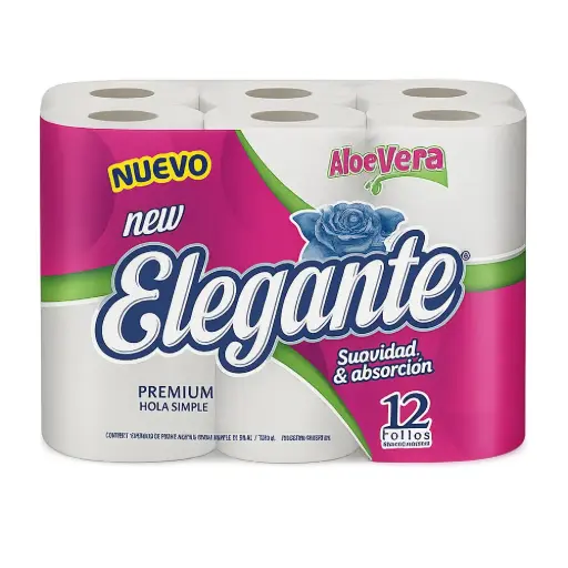 [908] Papel Higienico S. Hoja 12x30 mts - Aloe Vera - Elegante 