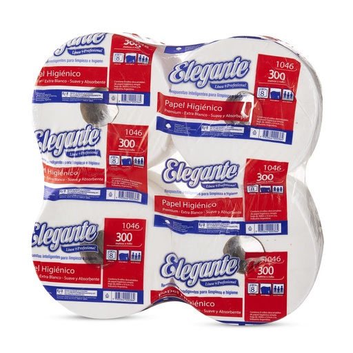 [1046] Papel Higienico Bobina- Cono Chico - 8 x 300 mts. - Elegante