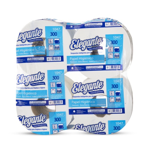 [1047] Papel Higienico Bobina- Cono Grande- 8 x 300 mts. - Elegante