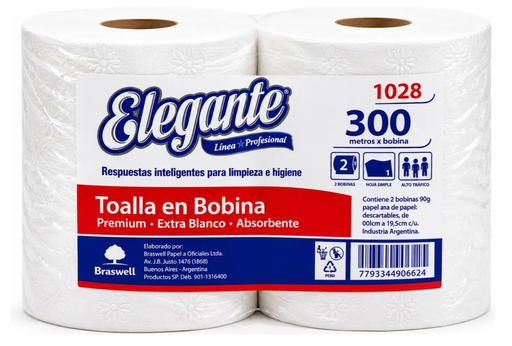 [1028] Toalla en Rollo pack 2 x 300 mts - Elegante