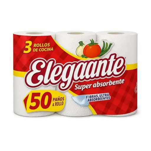 [7793344904013] Rollo de Cocina Rojo 3X50 Paños - Elegante